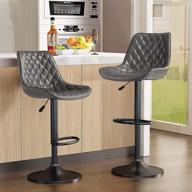 Main image of BOSSIN Bar Stools Set of 2,Counter Heigh Faux Leather Adjustable Bar Stools with Back,Modern Swivel Armless Bar Chair for Kitchen Island,Dining Stools with 350 LBS Capacity