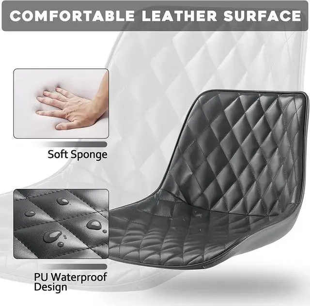 Alt view image 3 of 7 - BOSSIN Bar Stools Set of 2,Counter Heigh Faux Leather Adjustable Bar Stools with Back,Modern Swivel Armless Bar Chair for Kitchen Island,Dining Stools with 350 LBS Capacity