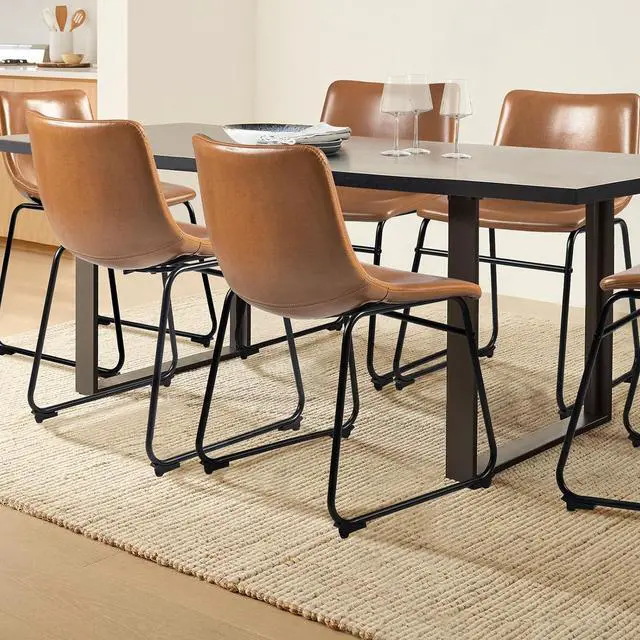 Alt view image 4 of 7 - BOSSIN Modern PU Leather Armless Dining Chairs Set of 2,18 Inch Kitchen Counter Height Bar Stools with Back,Mid Century Industrial stools with Metal Leg,Suitable for Island Dining Room