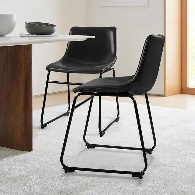 Alt view image 6 of 7 - BOSSIN Modern PU Leather Armless Dining Chairs Set of 2,18 Inch Kitchen Counter Height Bar Stools with Back,Mid Century Industrial stools with Metal Leg,Suitable for Island Dining Room