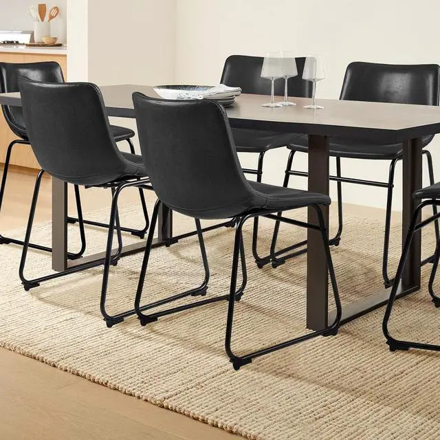 Alt view image 4 of 7 - BOSSIN Modern PU Leather Armless Dining Chairs Set of 2,18 Inch Kitchen Counter Height Bar Stools with Back,Mid Century Industrial stools with Metal Leg,Suitable for Island Dining Room