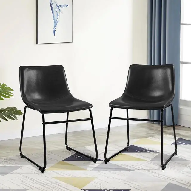 Main image of BOSSIN Modern PU Leather Armless Dining Chairs Set of 2,18 Inch Kitchen Counter Height Bar Stools with Back,Mid Century Industrial stools with Metal Leg,Suitable for Island Dining Room