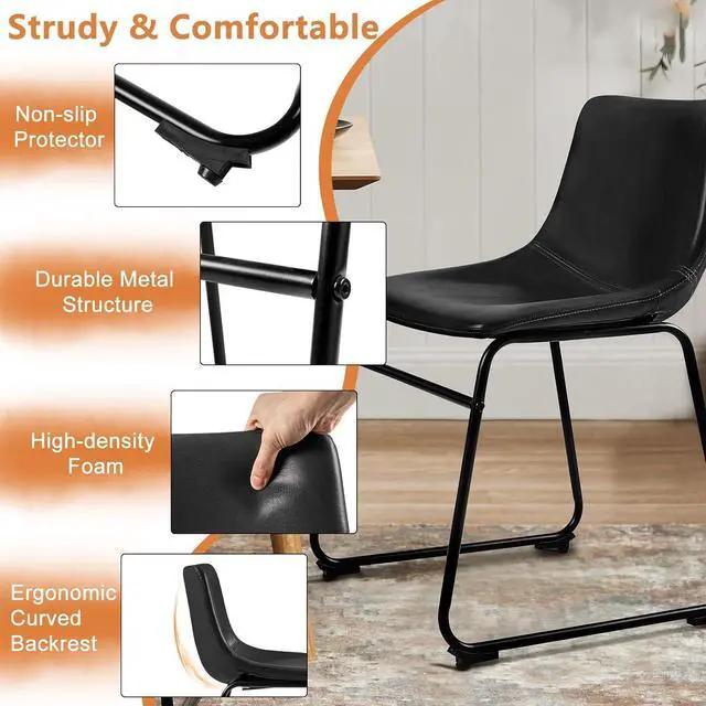 Alt view image 3 of 7 - BOSSIN Modern PU Leather Armless Dining Chairs Set of 2,18 Inch Kitchen Counter Height Bar Stools with Back,Mid Century Industrial stools with Metal Leg,Suitable for Island Dining Room