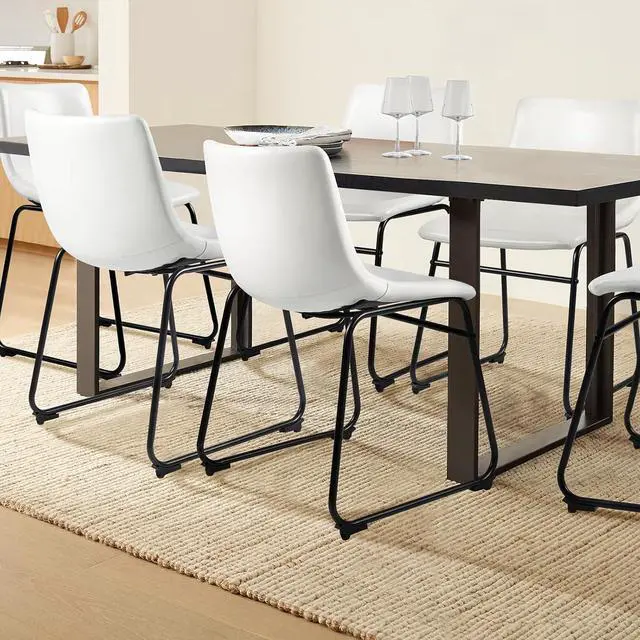 Alt view image 5 of 7 - BOSSIN 18 inch Bar Stools Set of 2,Counter Height Bar Stools with Back, Modern PU Leather Stools with Metal Leg and Footrest (White, 2 PCs 18" Dining Chairs)