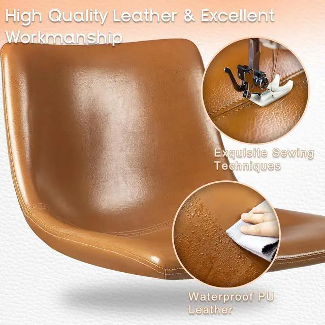 Alt view image 3 of 7 - BOSSIN 26 inch Bar Stools Set of 2,Counter Height Bar Stools with Back, Modern PU Leather Stools with Metal Leg and Footrest,Dining Chairs for Kitchens Island,Armless Pub Stools for Rustic Bar