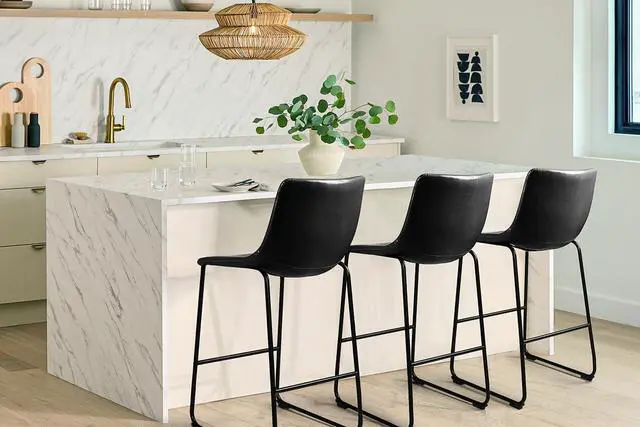 Alt view image 6 of 7 - BOSSIN 26 inch Bar Stools Set of 2,Counter Height Bar Stools with Back, Modern PU Leather Stools with Metal Leg and Footrest,Dining Chairs for Kitchens Island,Armless Pub Stools for Rustic Bar