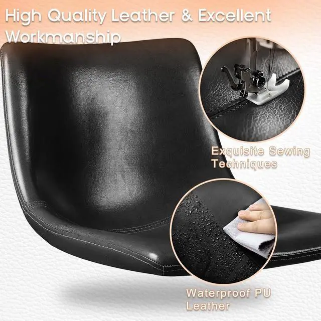 Alt view image 2 of 7 - BOSSIN 26 inch Bar Stools Set of 2,Counter Height Bar Stools with Back, Modern PU Leather Stools with Metal Leg and Footrest,Dining Chairs for Kitchens Island,Armless Pub Stools for Rustic Bar