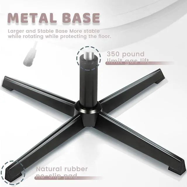 Alt view image 2 of 7 - BOSSIN PU Leather Armless Office Desk Chair No Wheels,Criss Cross Legged Wide Padded Seat Swivel Vanity Chair,120°Rocking Mid Back Ergonomic Computer Task Chair for Make Up,Small Space