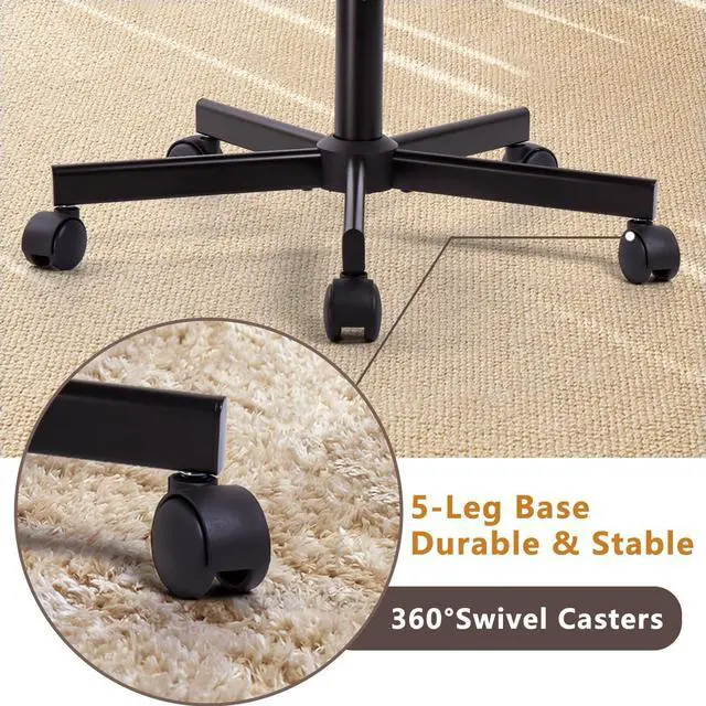 Alt view image 4 of 7 - BOSSIN Cross Chair with Wheels, Cross Legged Office Vanity Chair with Wheels, Comfortable Beige Vanity Chair with Back, Armless Fabric Adjustable Wide Swivel Criss Cross Desk Chair for Home Office