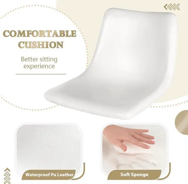 Alt view image 2 of 7 - BOSSIN Adjustable Swivel Bar Stools Set of 2,Counter Heigh Bar Stools with Back,350 LBS PU Leather Bar Stool for Kitchen Island,Upholstered Pub Stools with Footrest,Armless Dining Chairs for Bar White