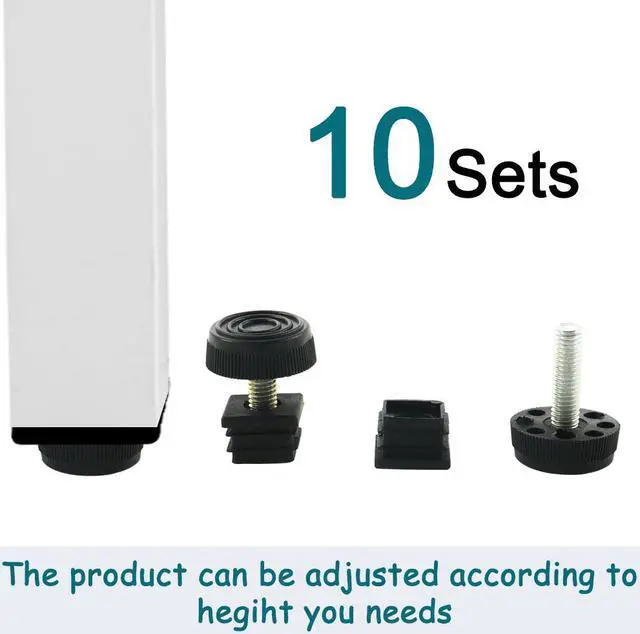 Alt view image 7 of 7 - Adjuster Leveling Feet 20 x 20mm Square Tube Insert Kit Furniture Glide 10 Sets