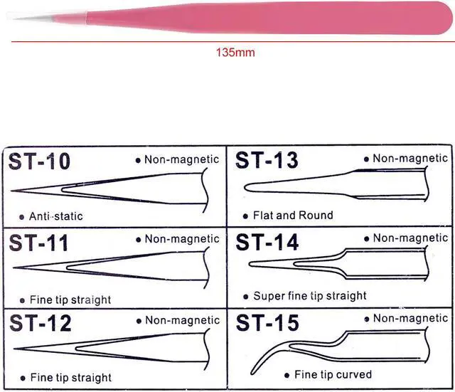 Alt view image 7 of 7 - 1pcs Stainless Steel Tweezer 135mm Anti-static Straight Tip Forceps Precision Soldering Electronic Tweezers Tool