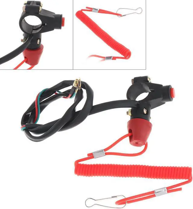 Main image of 22MM Universal Plastic Motorcycle Emergency Power Off Dual Flameout Trainer Switch with Red Lanyard for Binding ATV 49 CC Motorcycle