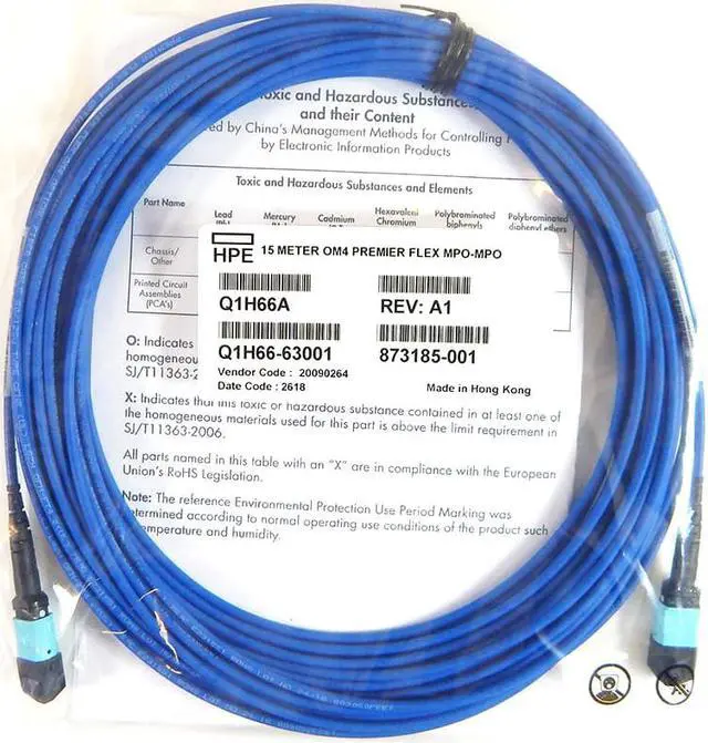 Main image of HPE Premier Flex MPO/MPO Multi mode OM4 12 Fiber 15m Cable Q1H66A