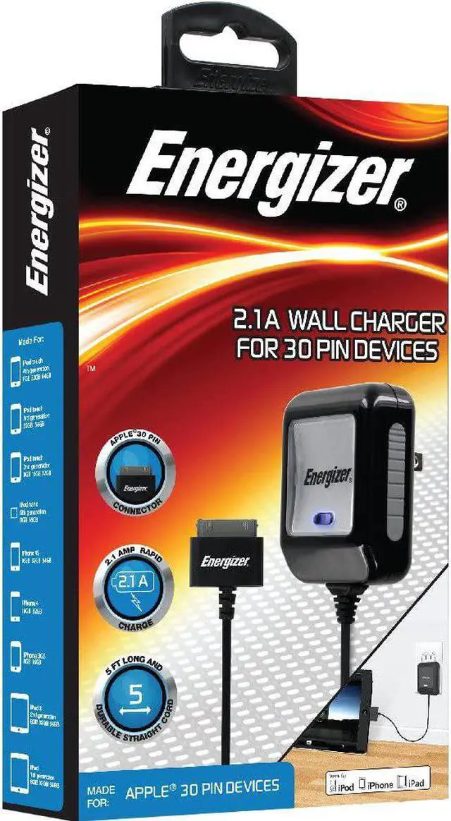 Main image of Energizer Apple 30 pin Home Wall Charger MFi 5ft Charge