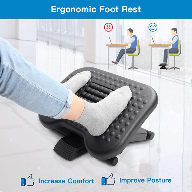 ERGEAR Footrest Under Desk - Adjustable Foot Rest with Massage Texture and  Roller, Ergonomic Foot Rest with 3 Height Position, 30 Degree Tilt Angle  Adjustment for Home, Office 