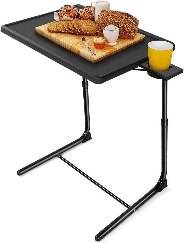 LORYERGO TV Tray - TV Table, Adjustable Tray for Eating, Folding Table  Trays, w/6 Height & 3 Tilt Angle, w/Cup Holder, Dinner Tray for Eating on