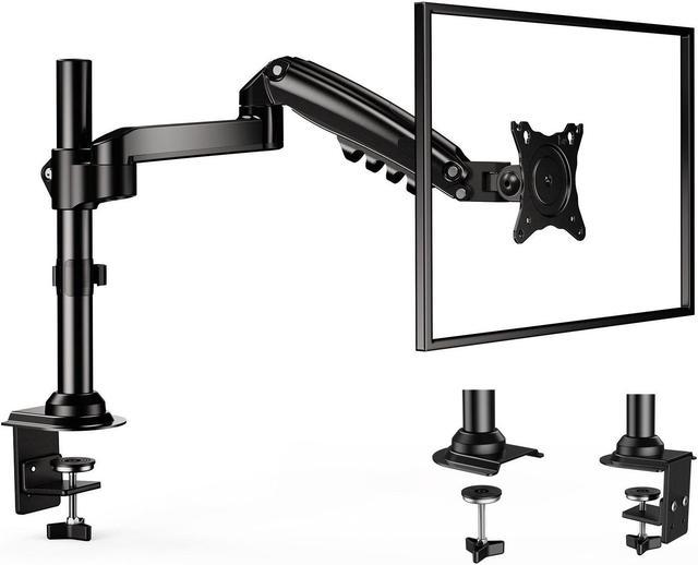 ERGEAR Single Monitor Stand Hold up to 19.8lbs - Gas Spring Single Arm  Monitor Desk Mount Fit 17 to 32 inch Screens, Height Adjustable Bracket  with Clamp, Grommet Mounting Base 