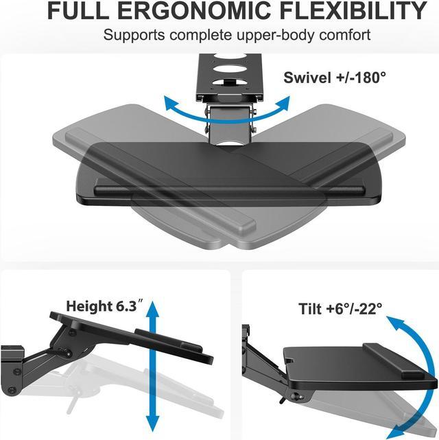 ERGEAR Keyboard Tray Under Desk,360 Adjustable Ergonomic Sliding Keyboard &  Mouse Tray, 25 W x 9.8 D, Black 