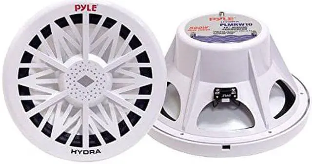 Main image of Pyle PLMRW8 8-Inch Outdoor Marine Audio Subwoofer - 400 Watt Single White Waterproof Bass Loud Speaker For Marine Stereo Sound System, Under Helm or Box Case Mount in Small Boat, Water Vehicle