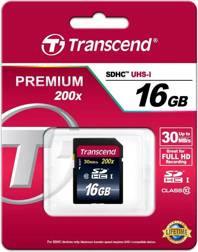Alt view image 3 of 4 - Transcend 16GB SDHC Class 10 Flash Memory Card Up to 30MB/s (TS16GSDHC10E)