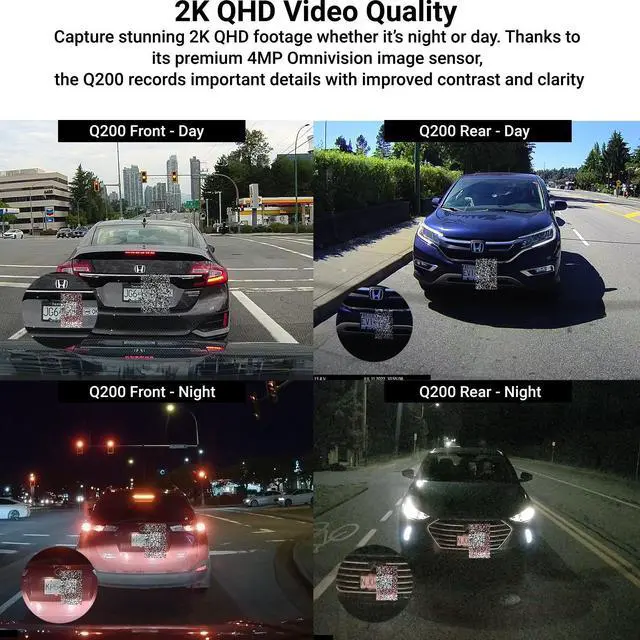 Alt view image 2 of 5 - THINKWARE Q200 2CH Dash Cam 2K Front 1080P Rear Car Dashboard Camera, WiFi, WDR, Speed Red Light Alerts, ADAS, 256GB Max, Parking Monitor, Night Vision (32GB MicroSD, 12V Cigar, Hardwiring Cable, GPS)