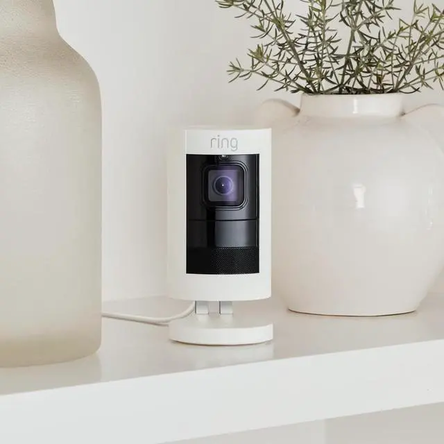 Alt view image 2 of 7 - Ring Stick Up Cam Elite with PoE Adapter, Indoor/Outdoor Security Camera, White
