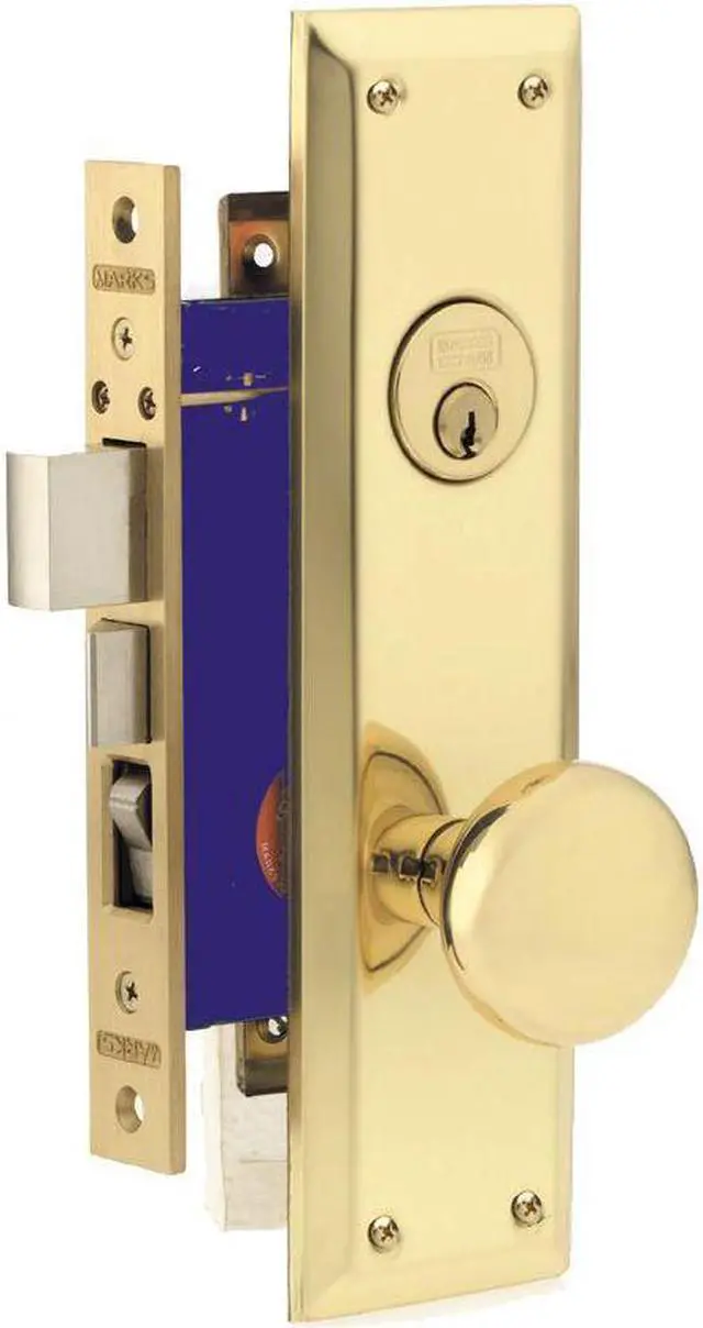Alt view image 8 of 8 - Marks Metro 91A/3 Brass Right Hand Mortise Entry, Surface Mounted, Lockset, Lock Set