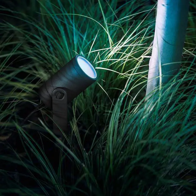 Alt view image 4 of 9 - Hue White and Color Ambiance Lily Black Outdoor Integrated LED Landscape Smart Wireless Lights (3-Pack)