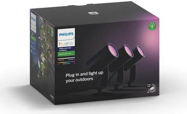 Alt view image 2 of 9 - Hue White and Color Ambiance Lily Black Outdoor Integrated LED Landscape Smart Wireless Lights (3-Pack)