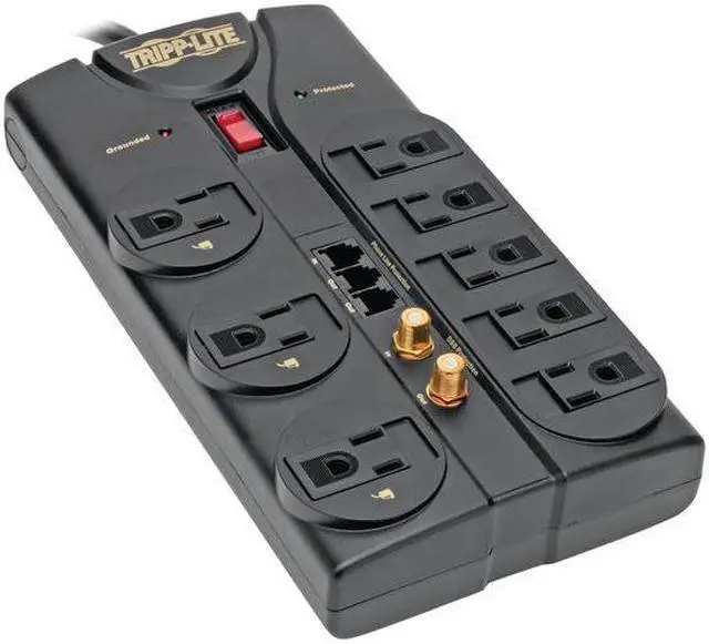 Alt view image 4 of 12 - Tripp Lite Tlp808Teltv 8-Outlet Surge Suppressor ,Telephone, Modem, Fax & Coaxial Protection