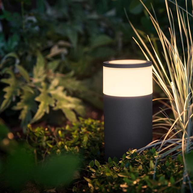 Alt view image 4 of 19 - Hue White and Color Ambiance Calla Waterproof Black Outdoor Smart Integrated LED Bollard Landscape Path Light Extension