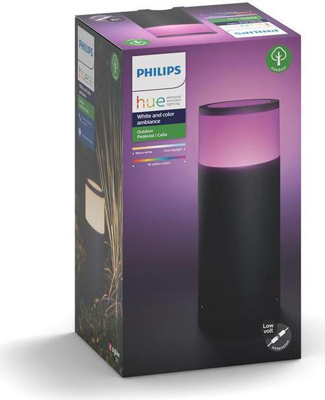 Alt view image 2 of 19 - Hue White and Color Ambiance Calla Waterproof Black Outdoor Smart Integrated LED Bollard Landscape Path Light Extension