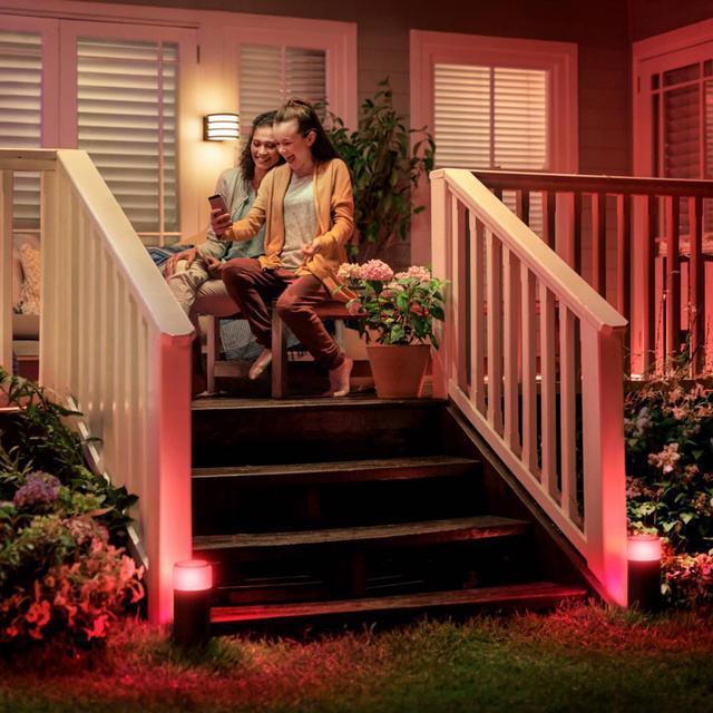 Alt view image 5 of 19 - Hue White and Color Ambiance Calla Waterproof Black Outdoor Smart Integrated LED Bollard Landscape Path Light Extension