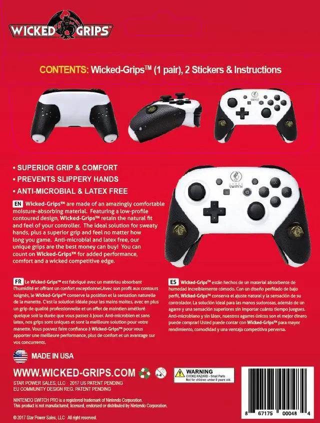 Alt view image 2 of 6 - Wicked-Grips Nintendo Switch Pro / High Performance Controller Grips - Retail w/ Thumb Grips Combo  (Controller NOT Included)