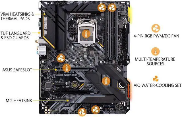 Alt view image 5 of 5 - ASUS TUF GAMING Z490-PLUS (WI-FI) LGA 1200 (Intel 10th Gen) Intel Z490 (WiFi 6) SATA 6Gb/s ATX Intel Motherboard (Dual M.2, 12+2 Power Stages, USB 3.2 Front Panel Type-C, Intel WiFi 6 & 1Gb LAN, Aura