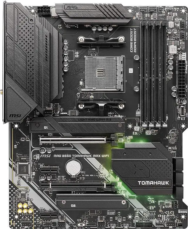Alt view image 2 of 6 - MSI MAG B550 TOMAHAWK MAX WIFI, AMD B550 ATX AM4, 4 Dimm DDR4, PCIE 4.0, M.2 x 2, USB 3.2 Ports, JRGB JRAINBOW, WIFI 6