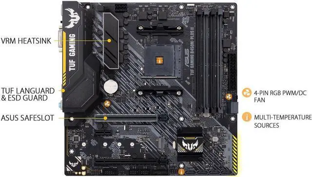 Alt view image 4 of 5 - ASUS TUF GAMING B450M-PLUS II AM4 AMD B450 SATA 6Gb/s Micro ATX AMD Motherboard