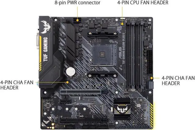 Alt view image 3 of 5 - ASUS TUF GAMING B450M-PLUS II AM4 AMD B450 SATA 6Gb/s Micro ATX AMD Motherboard