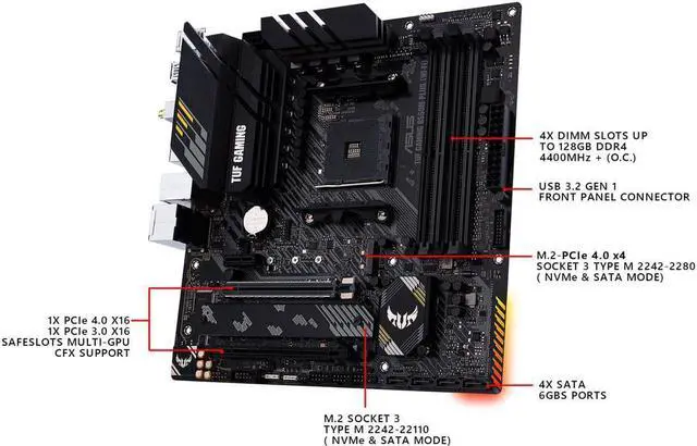 Alt view image 5 of 6 - ASUS TUF GAMING B550M-PLUS AM4 Micro ATX AMD Motherboard
