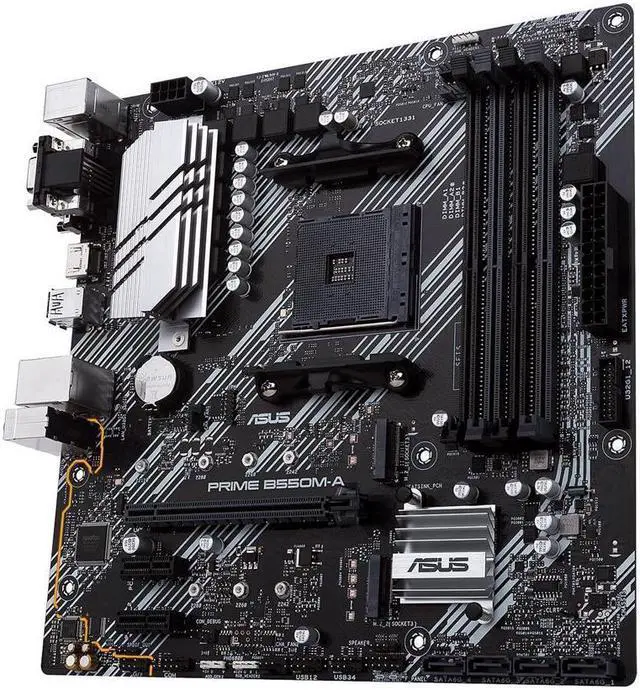 Alt view image 3 of 12 - ASUS Prime B550M-A/CSM AMD AM4 (3rd Gen Ryzen) microATX Commercial Motherboard (PCIe 4.0, ECC Memory, 1Gb LAN, HDMI 2.1/D-Sub, 4K@60HZ, TPM, ASUS Control Center Express)