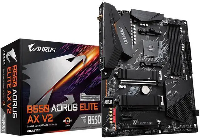 Main image of GIGABYTE B550 AORUS ELITE AX V2 AM4 AMD B550 ATX Motherboard with Dual M.2, SATA 6Gb/s, USB 3.2 Gen 2, 2.4/5 GHz Dual-Band, 2.5 GbE LAN, PCIe 4.0