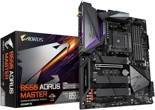 Main image of GIGABYTE B550 AORUS MASTER AM4 AMD B550 ATX Motherboard with Triple M.2, SATA 6Gb/s, USB 3.2 Gen 2, WIFI 6, 2.5 GbE LAN, PCIe 4.0