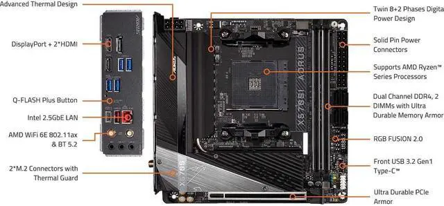 Alt view image 2 of 3 - GIGABYTE X570SI AORUS PRO AX AMD Ryzen 3000 PCIe 4.0 SATA 6Gb/s USB 3.2 AMD X570S Mini-ITX Motherboard