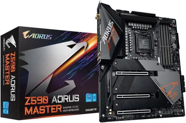 Main image of GIGABYTE Z590 AORUS MASTER LGA 1200 Intel Z590 ATX Motherboard with Triple M.2, PCIe 4.0, USB 3.2 Gen2X2 Type-C, Intel WIFI 6E, AQUANTIA 10GbE LAN