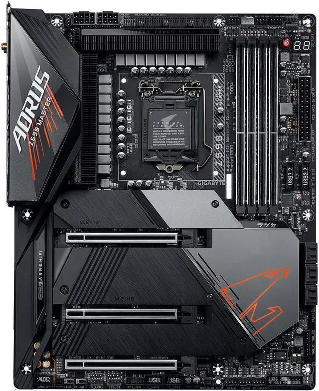 Alt view image 2 of 10 - GIGABYTE Z590 AORUS MASTER LGA 1200 Intel Z590 ATX Motherboard with Triple M.2, PCIe 4.0, USB 3.2 Gen2X2 Type-C, Intel WIFI 6E, AQUANTIA 10GbE LAN