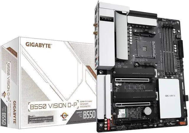 Main image of GIGABYTE B550 VISION D-P AM4 AMD B550 ATX Motherboard with Dual M.2, SATA 6Gb/s, USB 3.2 Type-C with Thunderbolt 3, WIFI 6, Dual 2.5GbE LAN, PCIe 4.0