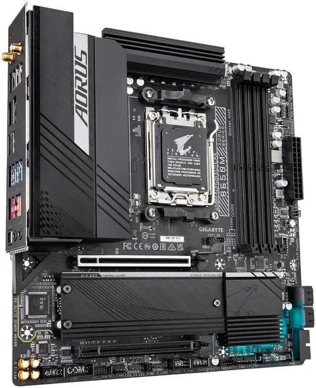 Alt view image 3 of 7 - GIGABYTE B650M AORUS ELITE AX AM5 LGA 1718 AMD B650 M-ATX Motherboard, DDR5, 2 M.2, PCIe 5.0, USB 3.2 Gen2X2 Type-C, Intel 2.5GbE LAN, Q-Flash Plus, EZ-Latch