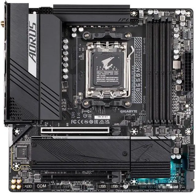 Alt view image 2 of 7 - GIGABYTE B650M AORUS ELITE AX AM5 LGA 1718 AMD B650 M-ATX Motherboard, DDR5, 2 M.2, PCIe 5.0, USB 3.2 Gen2X2 Type-C, Intel 2.5GbE LAN, Q-Flash Plus, EZ-Latch