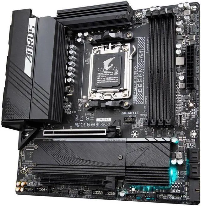 Alt view image 4 of 7 - GIGABYTE B650M AORUS ELITE AX AM5 LGA 1718 AMD B650 M-ATX Motherboard, DDR5, 2 M.2, PCIe 5.0, USB 3.2 Gen2X2 Type-C, Intel 2.5GbE LAN, Q-Flash Plus, EZ-Latch